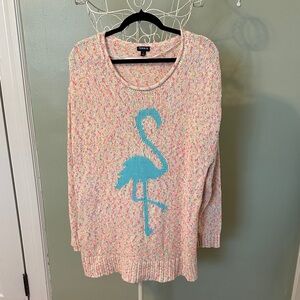 Torrid Multicolor Sweater with Blue Flamingo